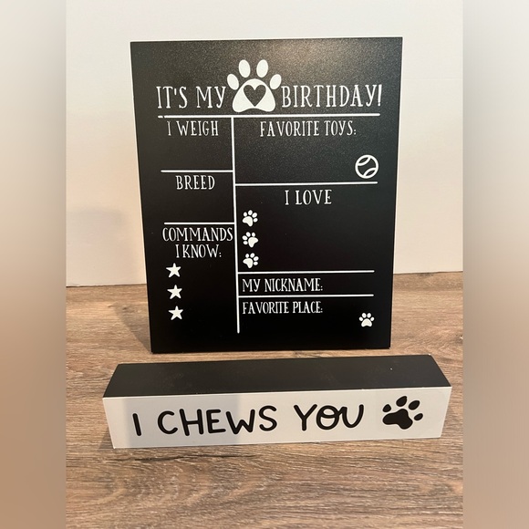 Absolutely Adorable I CHEWS YOU Block and Pup Birthday Board- NWT - Picture 1 of 7